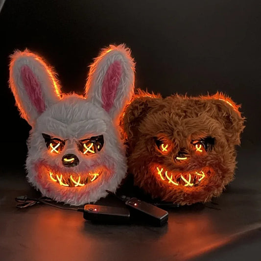 Gruselige Halloween Maske Leuchtend Hase oder Bär